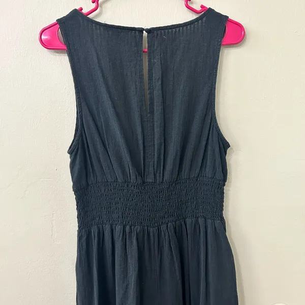 American Eagle Smocked V-Neck Jumpsuit Sz M Black Wide Leg Boho Jumpsuit - Image 7
