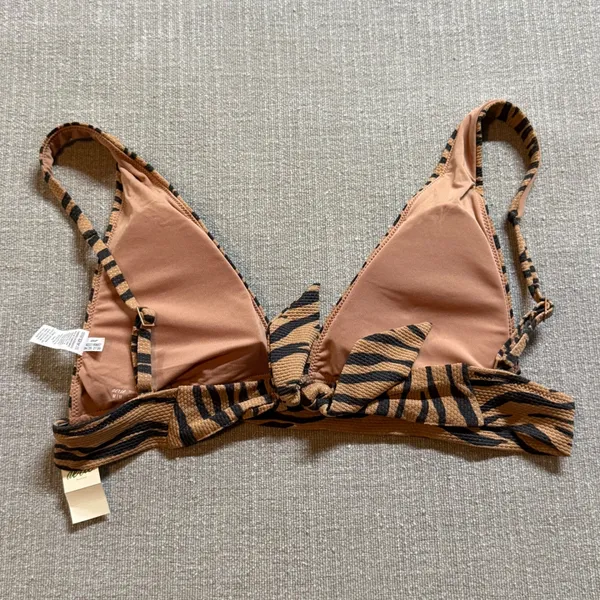 Aerie Tiger Print Bikini Top‎ Medium Brown Animal Print Swim Triangle New - Image 2