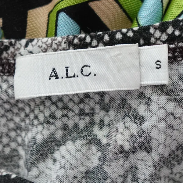 ALC Black & White Snakeskin Print Puff Sleeve 100% Cotton Blouse Size S - Image 3