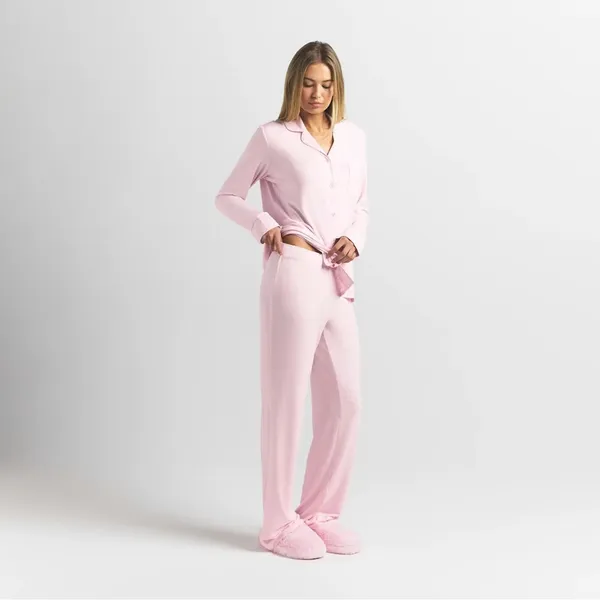 Skims Sleep Long Sleeve Button Up Set In Bloom - Image 3