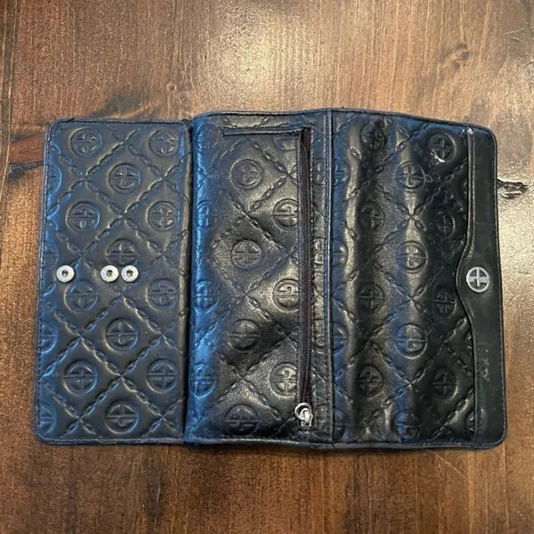 Black Casual‎ Women's Button Closure Wallet Compartments Cards Money Change - Image 4