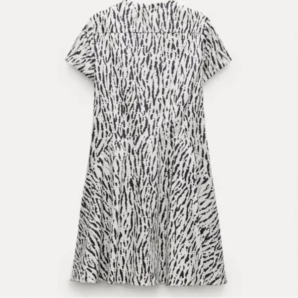 Zara White and Black Patterned Mini Dress - Image 7