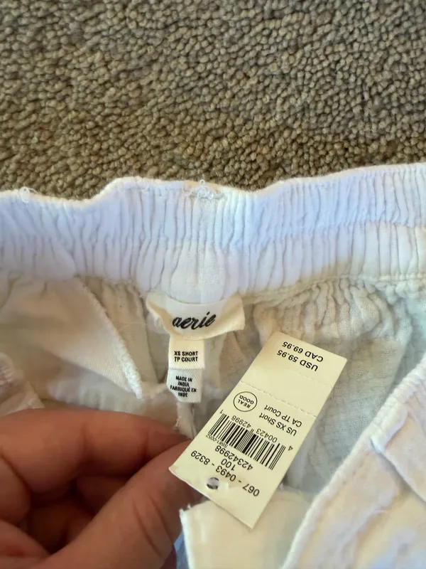 Aerie White Wide Leg Pants XS Short NWT - Image 3