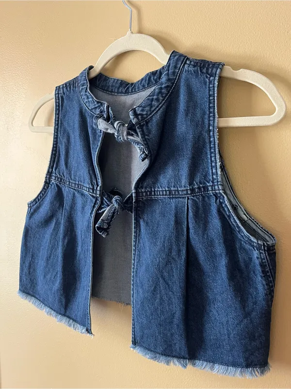 Pilcro Dark Blue Denim Cropped Shell Top - Image 9