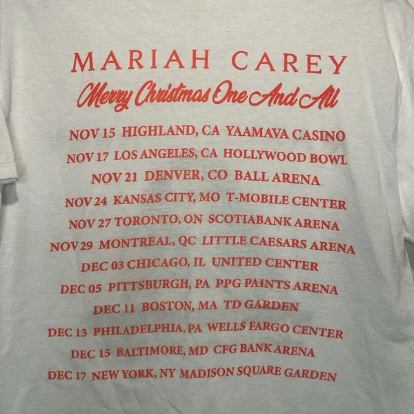 Mariah Carey- Merry Christmas One And All Tour Date T-Shirt- Size M/L - Image 5