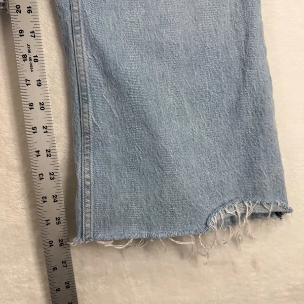 Abercrombie‎ & Fitch The Vintage Flare High Rise Light Wash Raw Hem Jeans 33 16R - Image 6