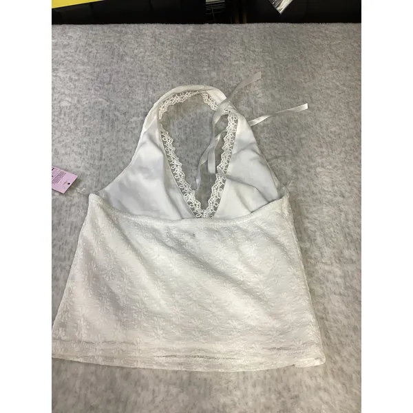 Wild Fable Womens White‎ Floral Lace Halter Top Ribbon Tie Neck Small NWT - Image 5