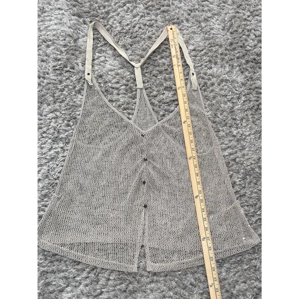 Women’s Crochet Tank Top Brown Open Knit Sequin Boho Festival Size L Hippie - Image 9