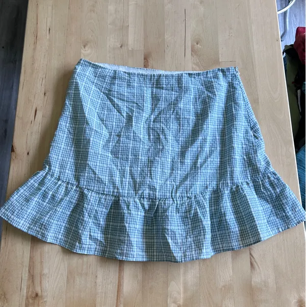 Teal and White Gingham Altar'd State Skirt - Image 2