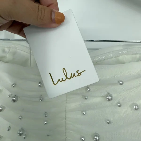 Lulus Immensely Charming White Mesh Pearl Bustier Maxi Dress‎ Size L - Image 7
