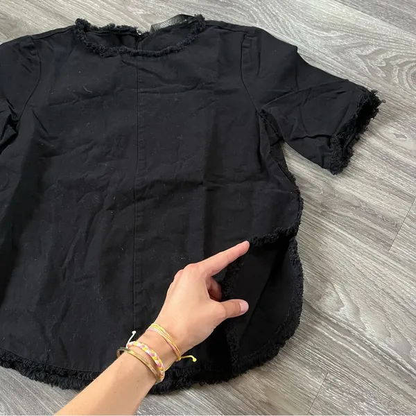 Zara Denim Fringe Top - M - Image 5