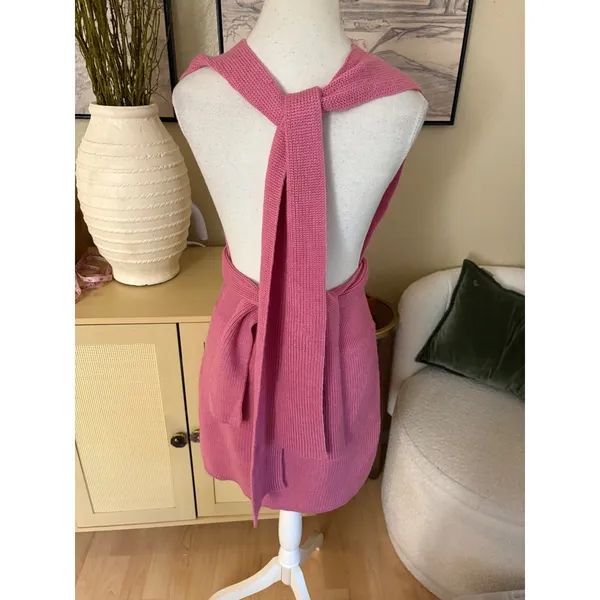 FREE PEOPLE BEACH‎ Pink Convertible Knot Dress Mini Size Small - Image 4