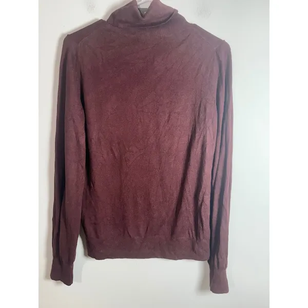 Banana Republic Womens Burgundy‎ Modal Cotton Blend Turtleneck Sweater Size M - Image 4