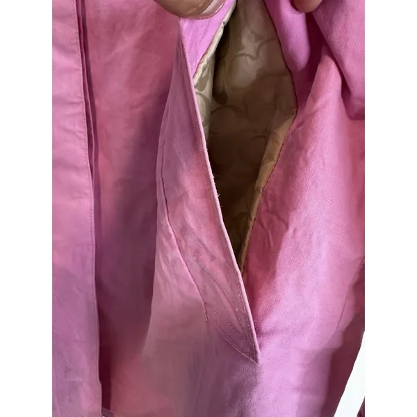 Coach Bubble Gum Pink Sz: L Single Breast Button Trench Coat. Lined w/ Logo - Image 12