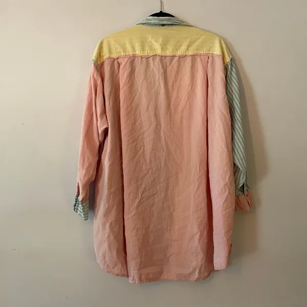 Free People Intimately Pastel Color Stripe Oversized Boho Button Down Shirt XS - Image 5