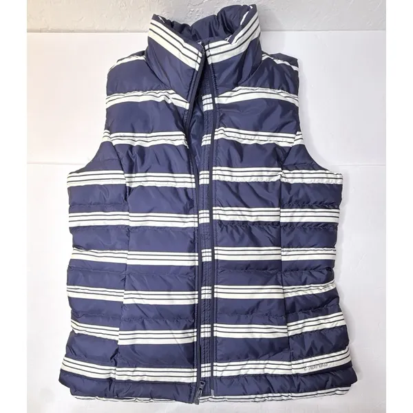 Lands End Women Sz M Blue Striped 600 Goose Down Puffer Vest Sailor Nautical New - Image 14