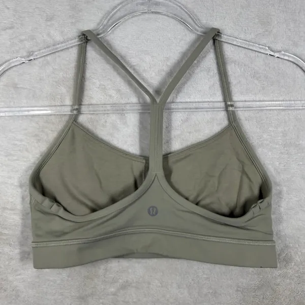 Lululemon Flow Y Bra Nulu Sage Grey Light Support Yoga Sports Bra Size 6 LW2CT1S - Image 3