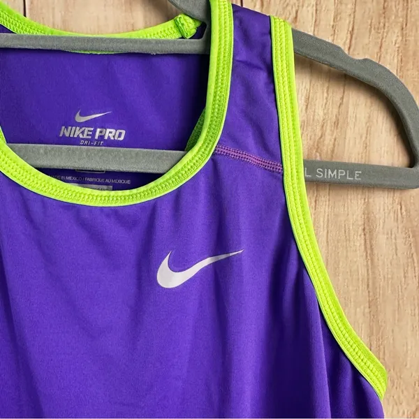 Nike Pro Purple and‎ Green Tank Top - Image 3