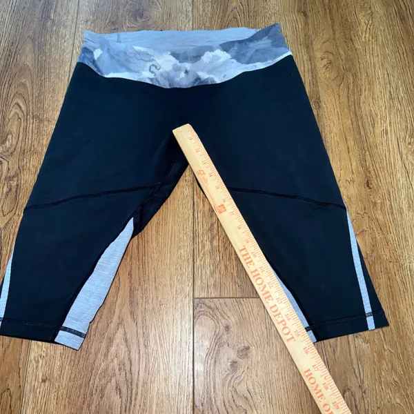 Lululemon Run Inspire Crop Leggings Black Gray Cloud Waist Reflective Size 12 - Image 7