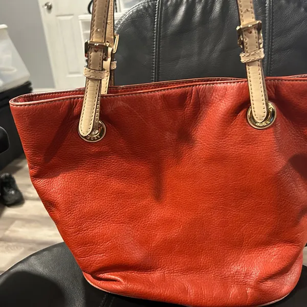 Michael Kors Burnt Orange Leather Tote with Tan Straps - Image 2