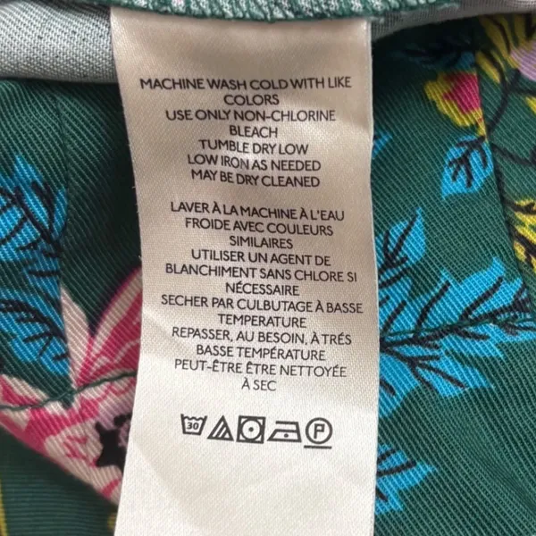 Maeve Anthropologie Wide Leg Pants 0 Green Floral Bird Print Boho Tropical - Image 7