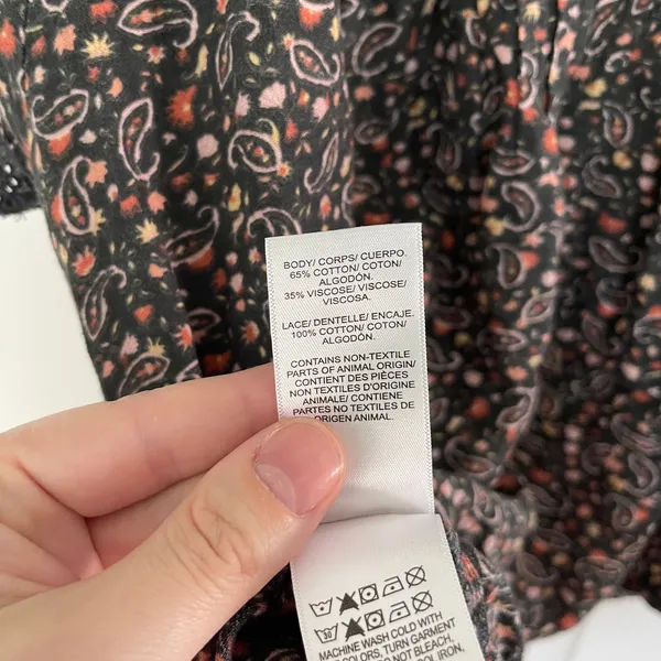 Lucky Brand Printed Button Front Peasant Top in Raven Multi - Image 7