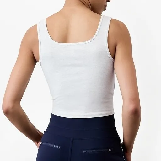 Athleta Signature Rib Square Neck Crop Tank - Size XL -‎ Fog Grey Heather - NWT - Image 2