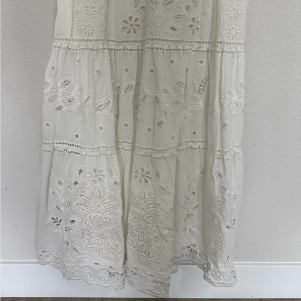 FARM Rio Midi Dress XL White Richelieu Broderie Anglaise Sundress Bustier Corset - Image 7