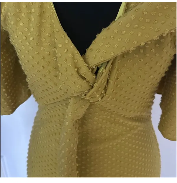 NWOT Revolve Tularosa chase short sleeve midi dress in pear with bow - Image 6