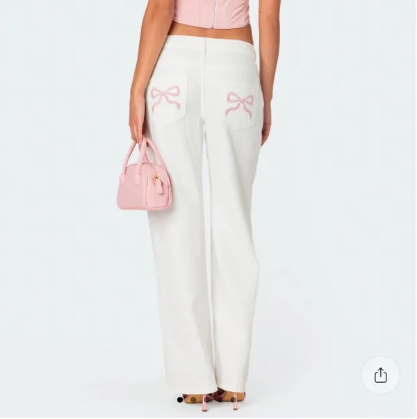 Edikted bow pocket low rise baggy jeans - Image 2
