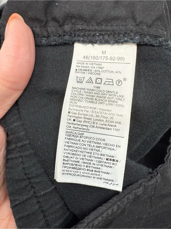 Gap Black Easy Pants Cotton Blend Drawstring Waist Medium - Image 7