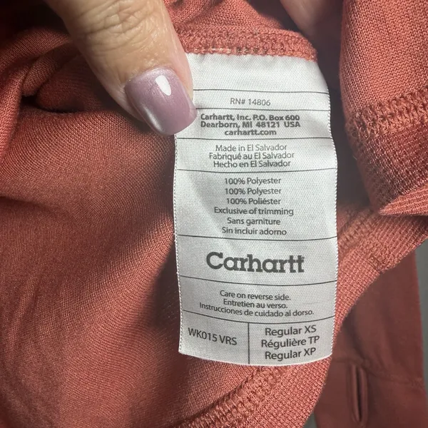 Carhartt‎ Womens 1/4 Zip Pullover Thermal Base Layer Rust XS WK015 Gorpcore - Image 9