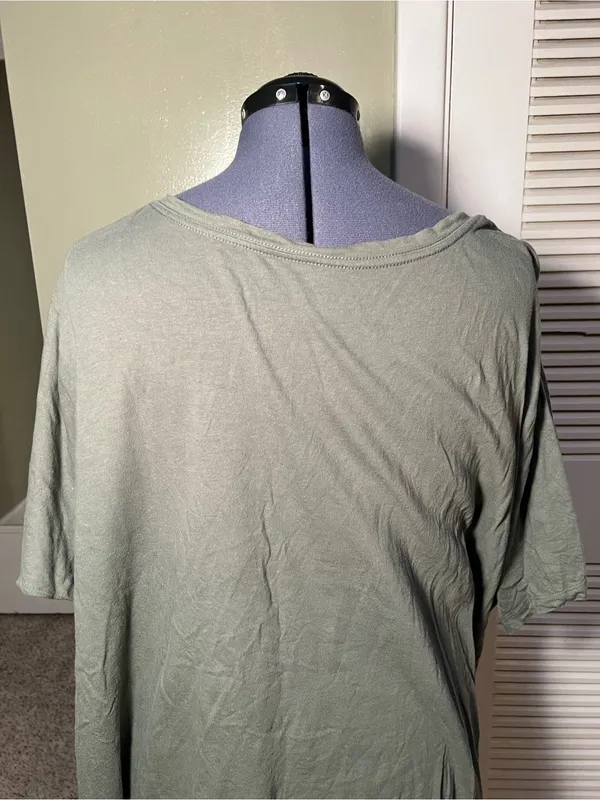 Ava & Viv Women’s Plus Sz 4X V-Neck T-Shirt Olive Green Short Sleeve 100% Cotton - Image 7