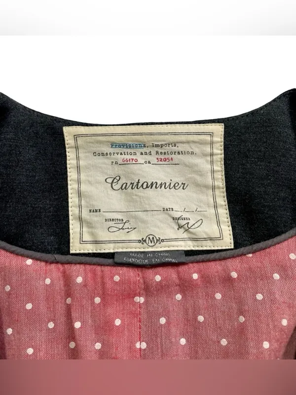 Anthropologie Cartonnier Charcoal Sans Collar 3/4 Sleeve Blazer - Image 3