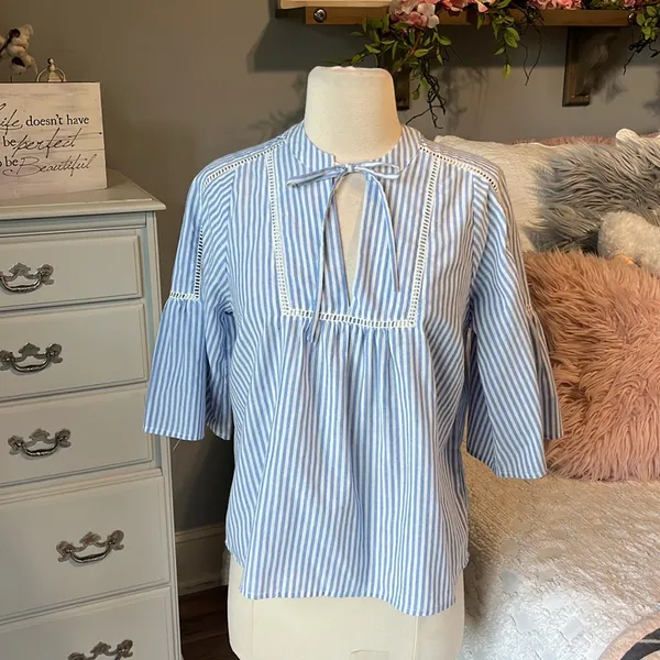 Blue Striped Women's Top New - Image 10