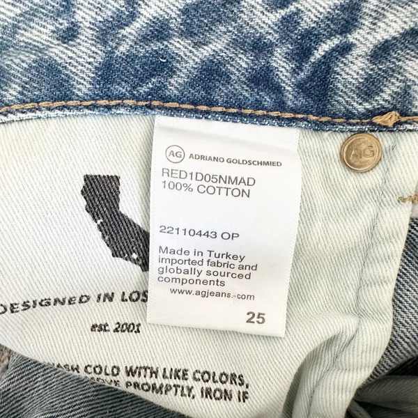 AG Adriano Goldschmied Patchwork‎ Straight Leg Jeans Light Wash Womens Size 25 - Image 7