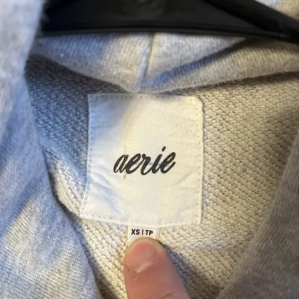 Aerie Women's‎ Hoodie Sweatshirt Draw String Scrunched Side Gray Size XS - Image 7