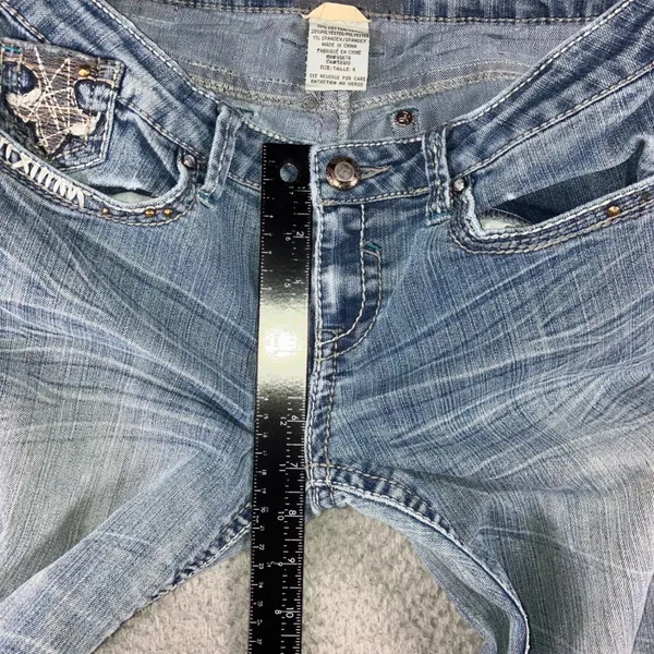 Hydraulic Y2K Bootcut Jeans 8 30x31 Low Rise Fleur De Lis Embellished McBling - Image 15