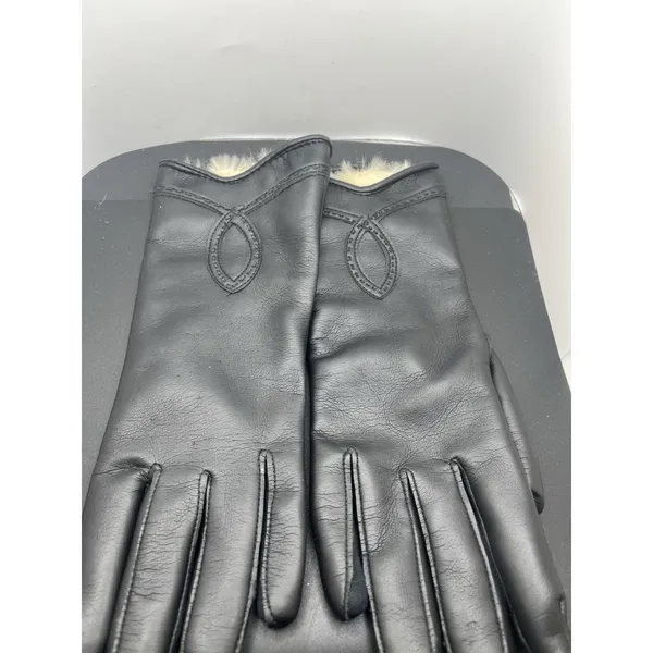 Vintage Black Women's‎ Gloves With Rabbit Fur Size 8 - Image 2