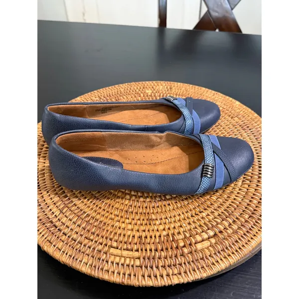 Eurosoft by Sofft Shaina Navy Blue Ballet Flats Snakeskin Detail Size 9.5 M - Image 4