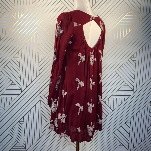 Free People Embroidered Austin‎ Mini Dress Maroon - Image 7