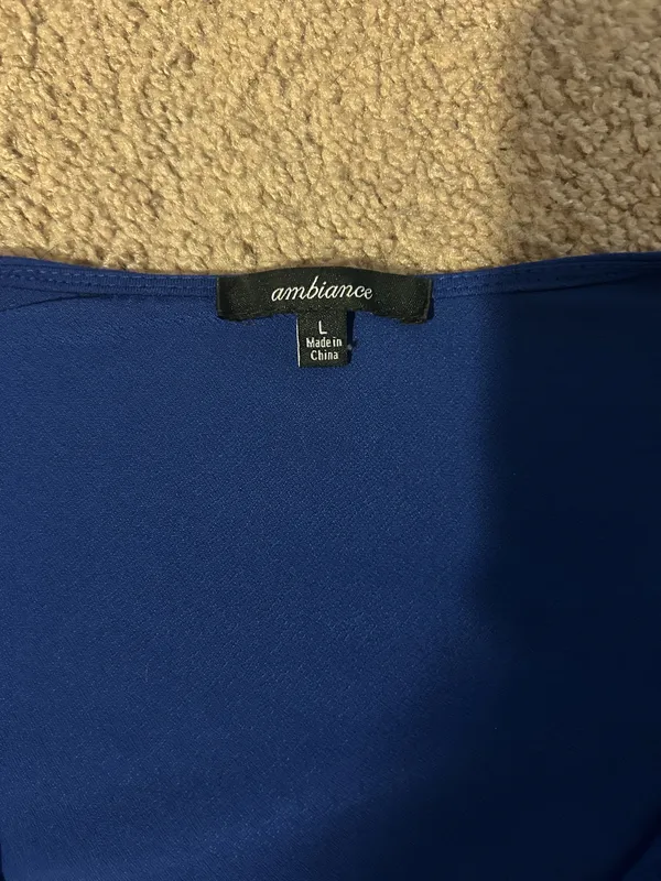 Ambiance Apparel Royal blue wrap top- with side cut outs - Image 5