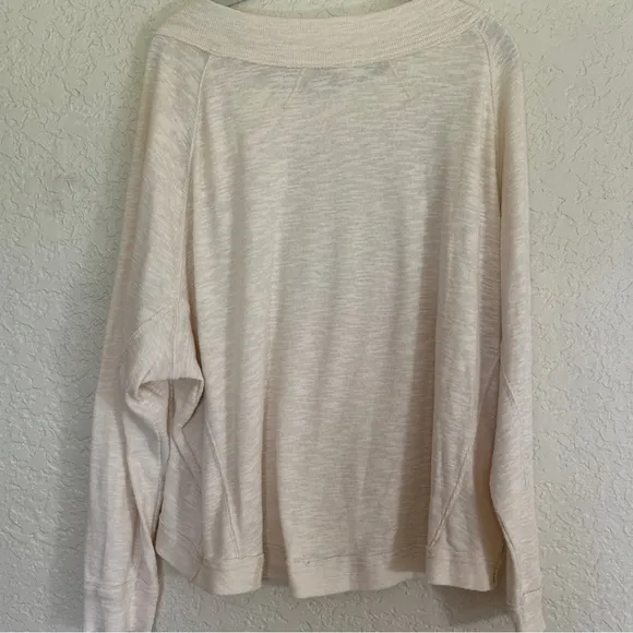 We The Free Free People Long Sleeve Top Womens L Cream Button Detail‎ Slouchy - Image 10