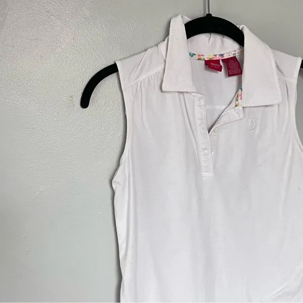 Y2K Sleeveless V-neck Collar Cotton Golf Athletic Tank Too XS Small - Image 4