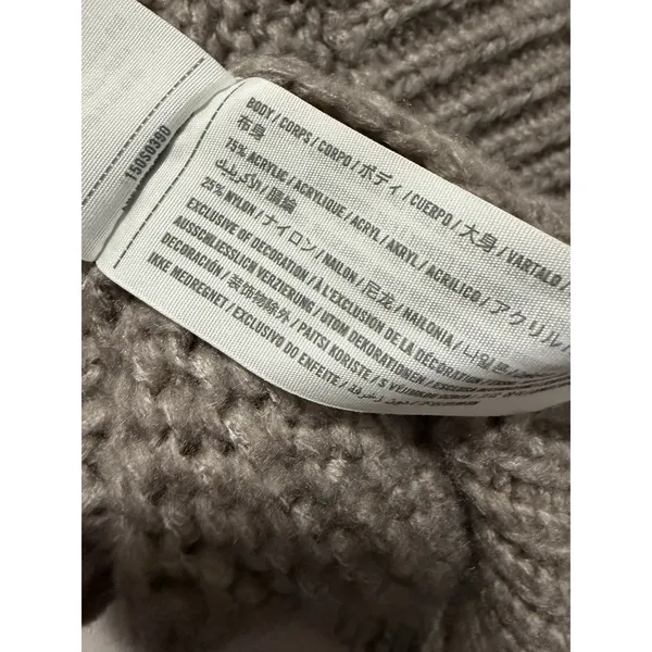 Abercrombie & Fitch Gray Mock Neck Chunky Knit Sweater Preppy Fisherman Academia - Image 6
