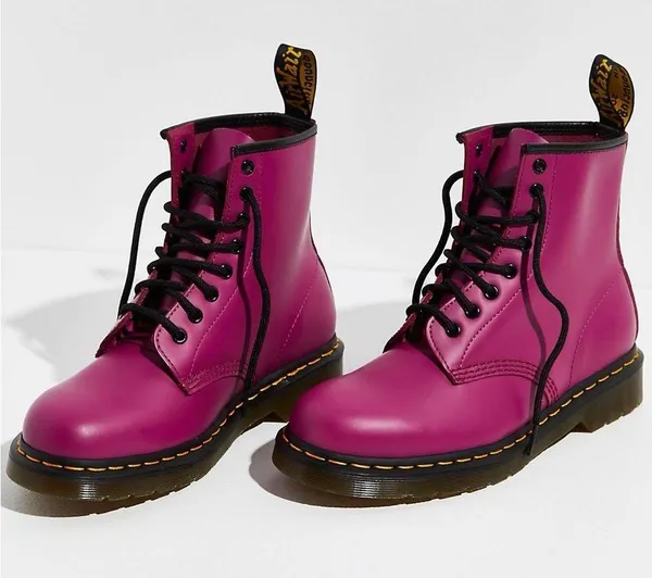 Dr. Marten’s 1460 Smooth Leather Lace Up Boots in Pink - Image 5