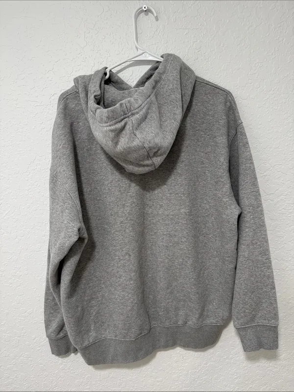 Nike Gray Crewneck Hoodie with White Swoosh Size Small - Image 4