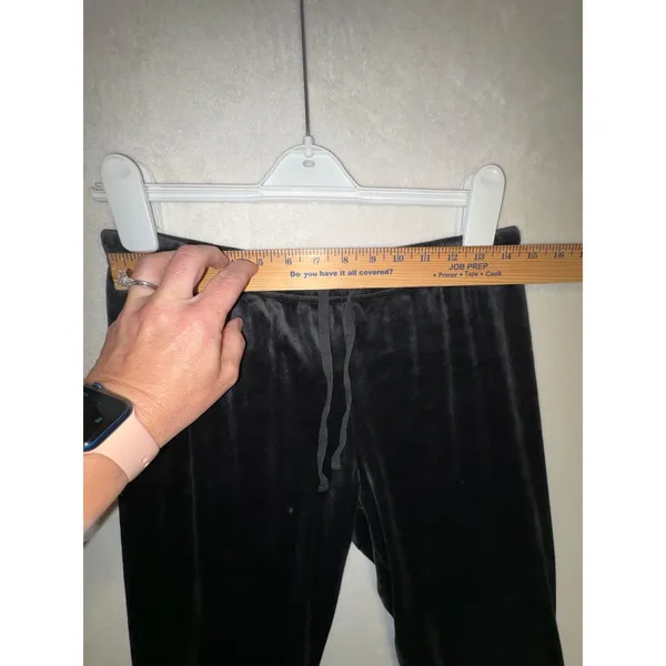 Juicy Couture Black Velour Joggers‎ Rhinestone Logo Y2K Sleepwear Pants Small - Image 3