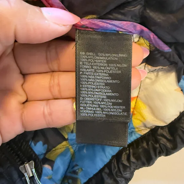 The North Face Med ThermoBall Quilted Jacket Black Floral Lining Full Zip Womens - Image 8