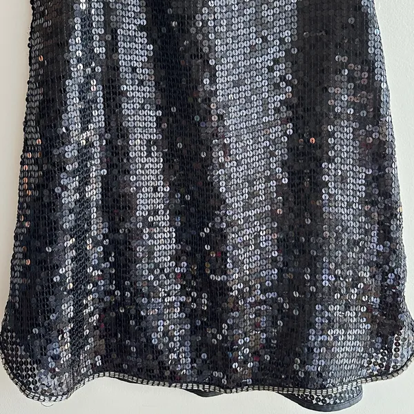 Miss Me Beaded Neck Sequin Mini Y2K Cocktail Dress, Black/Silver, Size Medium - Image 3